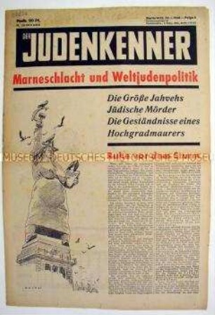 Völkisch-antisemitische Wochenzeitung "Der Judenkenner" mit Polemik gegen Judentum und Freimaurer