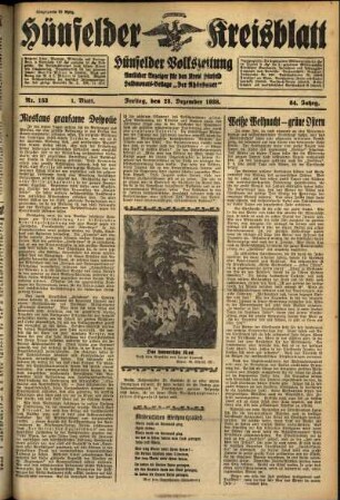 Erste Ausgabe vom Freitag, den 23. Dezember 1938.