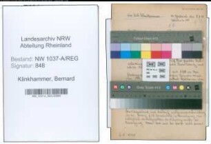 Entnazifizierung Bernard Klinkhammer , geb. 09.06.1890 (Angestellter)