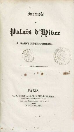 Incendie du Palais d'hiver à Saint-Pétersbourg