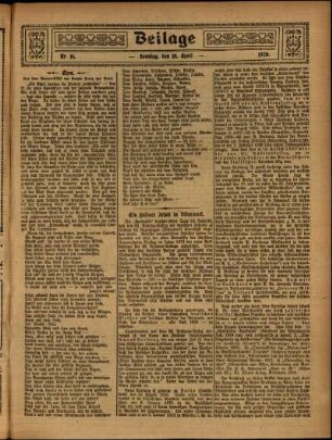 Zweite Ausgabe vom Sonntag, den 18. April 1920.