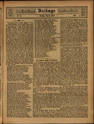 Zweite Ausgabe vom Sonntag, den 18. April 1920.