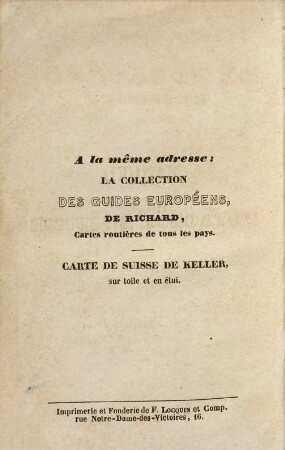 Manuel du voyageur en Suisse