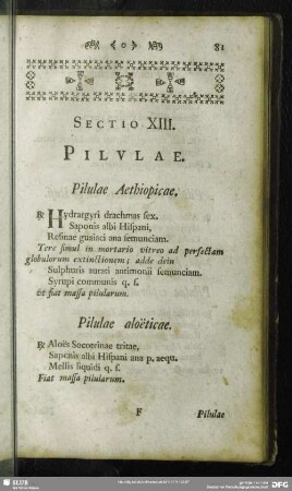 Sectio XIII. Pilulae