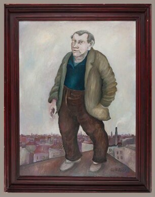 Ölgemälde des Künstlers Curt Mühlenhaupt, Titel: über den Dächern, 1981