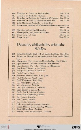 Deutsche, afrikanische, asiatische Waffen (Nr. 492-550)