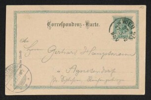 Brief von Max Kalbeck an Gerhart Hauptmann