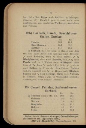 13) Cassel, Fritzlar, Sachsenhausen, Corbach