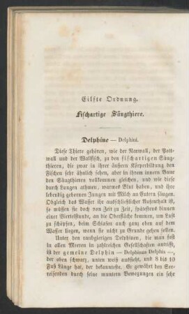 Eilfte Ordnung. Fischartige Säugthiere.
