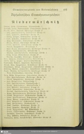 Einwohnerverzeichnis : Alphabetisches Einwohnerverzeichnis von Niederwürschnitz
