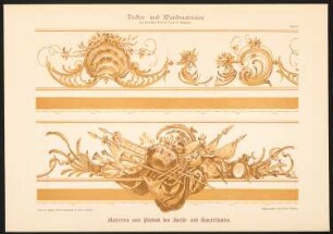 Decken- und Wandmalereien ausgeführt in der Deutsch-Nationalen Kunstgewerbe-Ausstellung München 1888 (Verlag Callwey, 17 Tafeln in Farbendruck, aufgenommen von Stefan Herweg, hrsg. von Friedrich Nauert): Tafel 5: Malereien vom Plafond des Speise- und Konzertsaales