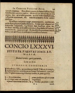 Concio LXXXVI. Festo Praesentationis B. V. Mariae.