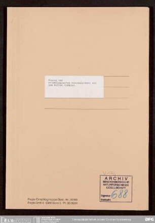Verzeichnis der entomologischen Korrespondenz von Carl Wilhelm Cordier