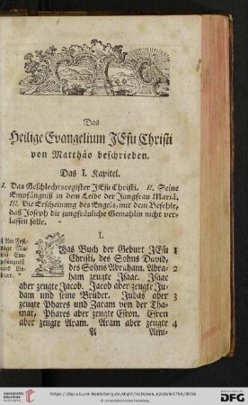 Das Heilige Evangelium Jesu Christi von Matthäo beschrieben
