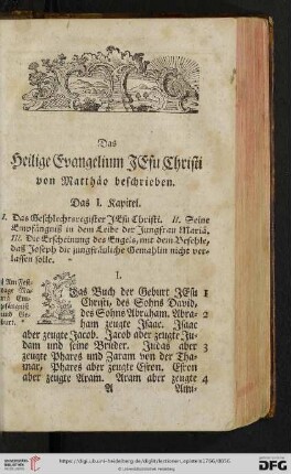Das Heilige Evangelium Jesu Christi von Matthäo beschrieben
