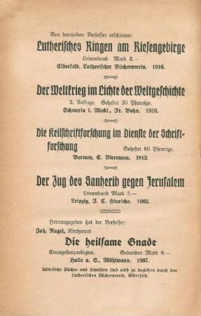 Von demselben Verfasser erschienen: Lutherisches Ringen am Riesengebirge ...