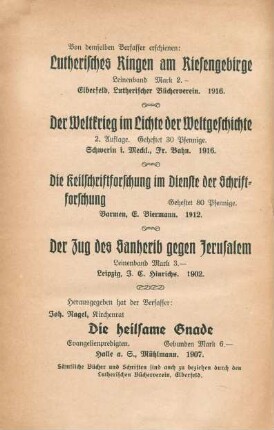 Von demselben Verfasser erschienen: Lutherisches Ringen am Riesengebirge ...