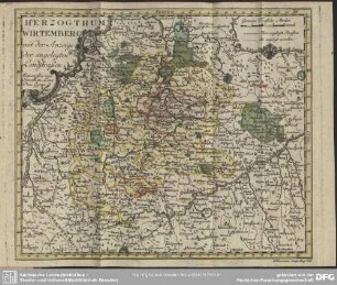 Herzogthum Wirtemberg mit der Anzeige der angelegten Landstraßen