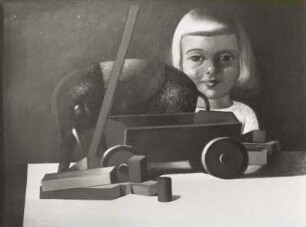 Knabenbildnis mit Wagen und Elefant (Horst) : Völker, Karl: Knabenbildnis mit Wagen und Elefant (Horst). Öl auf Pappe; 53 x 70 cm. um 1922. Potsdam: Privatbesitz