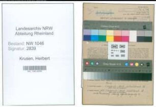 Entnazifizierung Herbert Krusen , geb. 15.11.1914 (Krankenpfleger)
