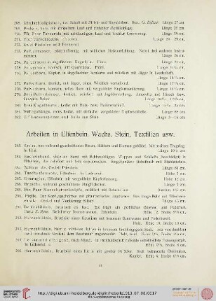 Arbeiten in Elfenbein, Wachs, Stein, Textilien (Nr. 283-348)