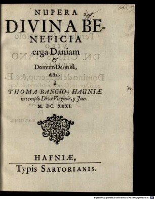 Nupera divina beneficia erga Daniam et domum Dei in ea