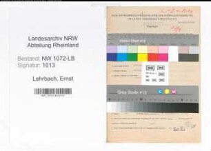 Entnazifizierung Ernst Lehrbach , geb. 05.12.1894 (Fabrikant)