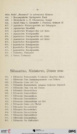 Silhouetten, Miniaturen, Dosen usw. (Nr. 486-535)
