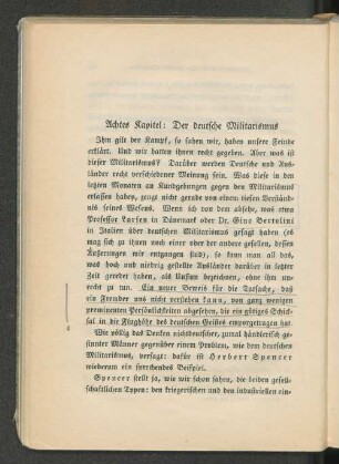 Achtes Kapitel: Der deutsche Militarismus