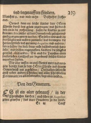 Von den Gevattern.