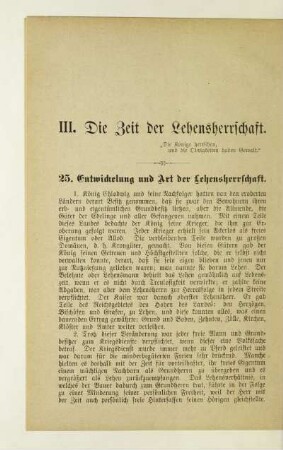 III. Die Zeit der Lehensherrschaft