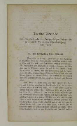 Zweite Periode. Von dem Ausbruche des Dreißigjährigen Krieges bis zu Friedrich des Großen Thronbesteigung, 1618 - 1740