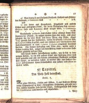 5tes Capittel. Den Vieh-Zoll betreffend.
