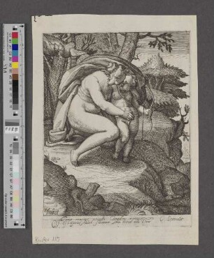 [Venus küsst Cupido in einer Landschaft]