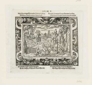 Christus auf dem Meere ruft die Apostel, aus: "Biblische Figuren deß Neuwen Testaments", Frankfurt am Main 1562, S. g1 verso