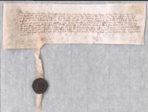 Revers Johann von Lovenberg über den von dem Grafen Johann von Kleve erhaltenen Hof genannt Henxthausen zu Lank nebst einer Holzgewalt im Lankerbusch als Burglehen zu Linn. Gegeven 1365 op den vrydach sent Johans dach decollatio. Siegel abhängend, gut erhalten.