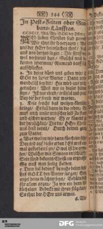 In Pest-Zeiten oder Sterbens-Läufften.