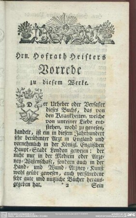 Hrn. Hofrath Heisters Vorrede zu diesem Werke