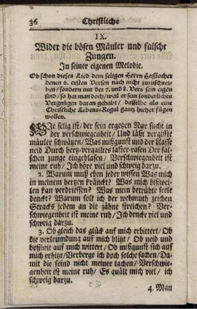 IX. Wider die bösen Mäuler und falsche Zungen.