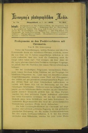 Prolegomena zu den Positivverfahren mit Chromaten