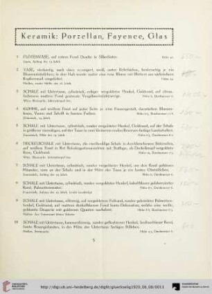 Keramik: Porzellan, Fayence, Glas (Nr. 1-330)