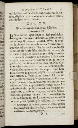 Cap. XIV. Esse architectonicen inter cæteras disciplinas, & regiam artem.