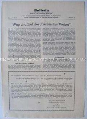 Informationsblatt des "Fränkischen Kreises" u.a. zur politischen Selbstbestimmung der Organisation