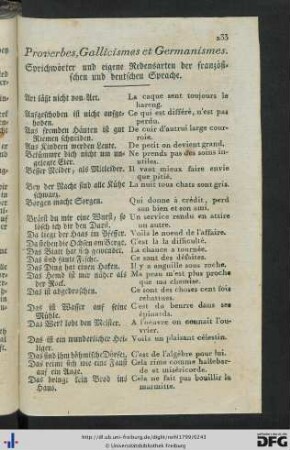 Sprichwörter und eigene Redensarten der französischen und deutschen Sprache.