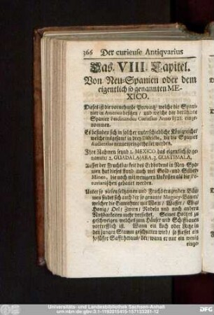 Das VIII. Capitel. Von Neu-Spanien oder dem eigentlich so genannten Mexico.