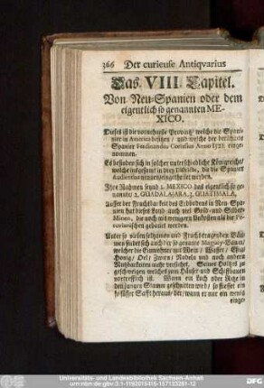 Das VIII. Capitel. Von Neu-Spanien oder dem eigentlich so genannten Mexico.