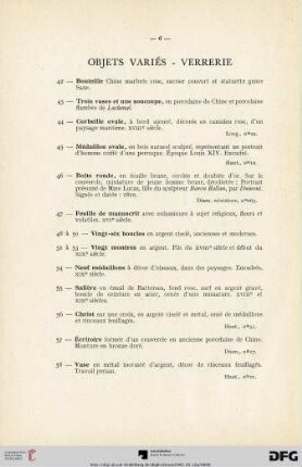 Objets variés - Verrerie (Nr. 42-69)