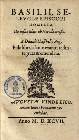 Basilii, Seleuciae episcopi homilia de infantibus ab Herode occisis