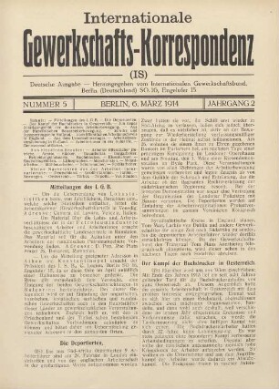 Nummer 5 Berlin, 6. März 1914 Jahrgang 2