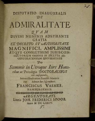 Disputatio Inauguralis De Admiralitate
